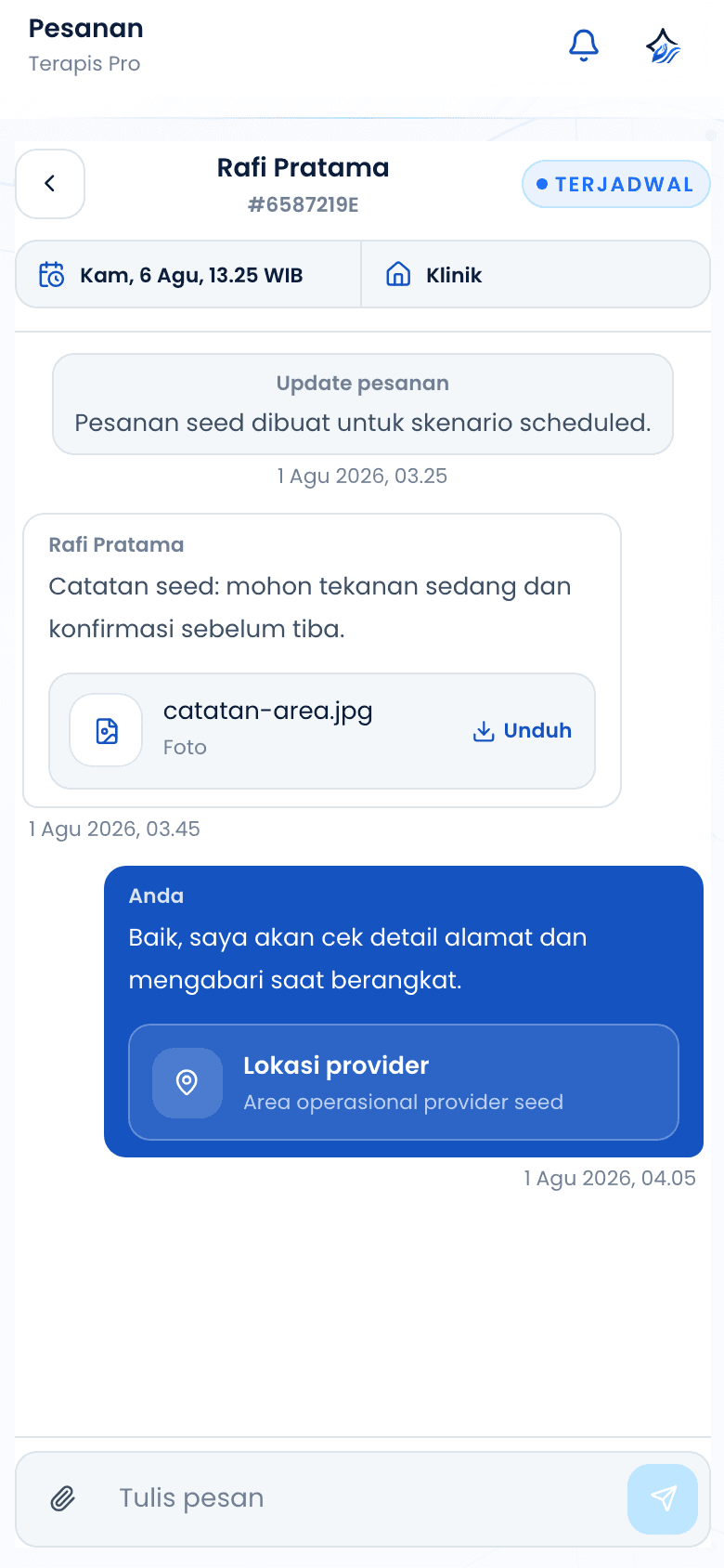 Ruang chat dengan pelanggan
